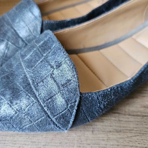 EUC ME TOO GENUINE LEATHER ANDI 7 PEWTER POINTY FLAT LOAFERS SIZE 8M WOMENS - Picture 10 of 16